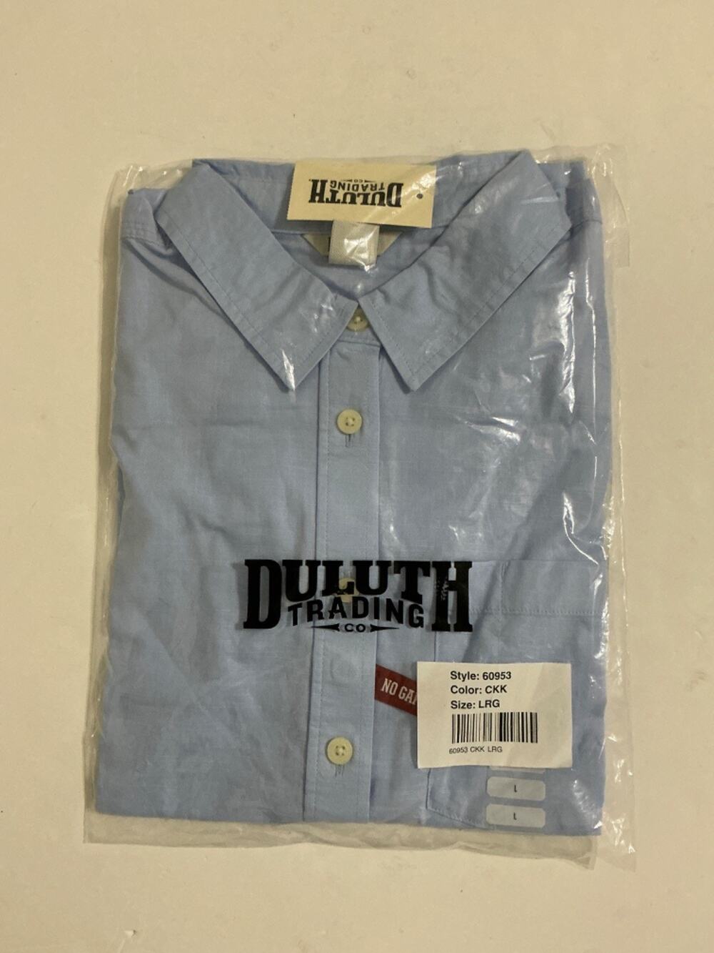 Duluth Trading Co Men's L Light Blue Button Up Shirt Style 60953 CKK New NIP